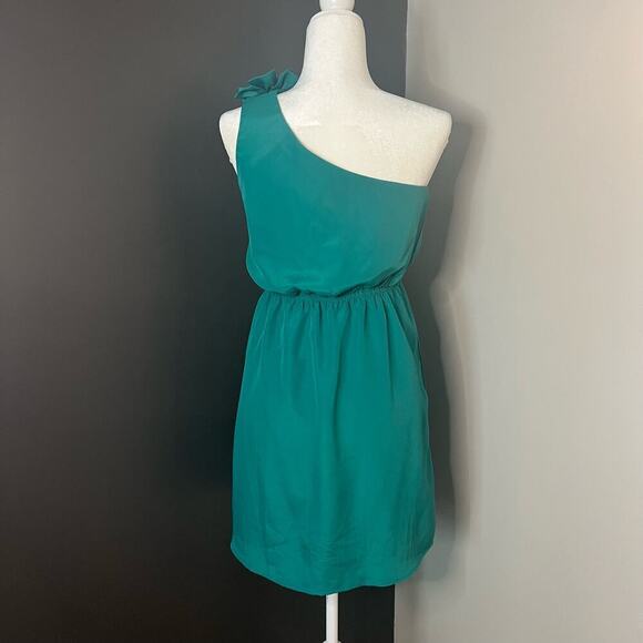Annabella Woman's Emerald Green Floral Mini Dress Single Strap- Size S - Picture 3 of 9